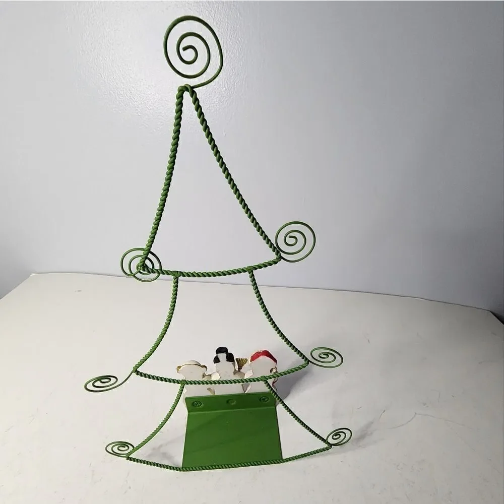Hallmark Wire Christmas Tree w/3 Snowmen Napkin or Christmas Card Holder